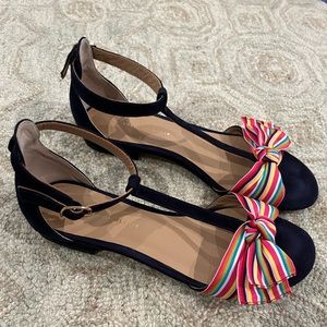 Anthropologie Eleanore T strap bow sandles